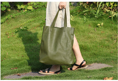 Stylish Green Leather Large Tote Bag Shopper Bag Shoulder Bag Purse For Women