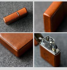 Cool Mens Black Leather Zippo Lighter Case Handmade Custom Zippo lighter Holder for Men