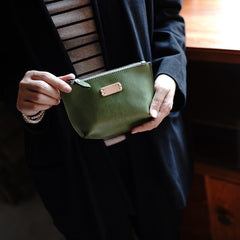 Vintage Green Leather Zipper Wallet Womens Zip Around Wallets Green Ladies Zipper Clutch Wallet for Women