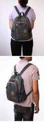 Denim Blue Womens Backpack School Backpack Blue Denim Laptop Backpack For Men
