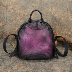 Best Watercolour Leather Rucksack Womens Vintage Small School Backpacks Leather Backpack Purse
