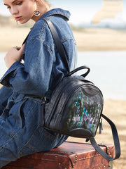 Best Watercolour Leather Rucksack Womens Vintage Small School Backpacks Leather Backpack Purse