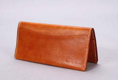 Handmade vintage beige minimalist leather phone clutch long wallet for women