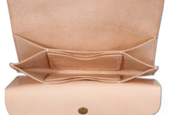 Handmade beige modern minimalist leather phone clutch long wallet for women