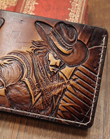 Handmade League of Legends LOL Twisted Fate carved leather custom billfold wallet for men gamers