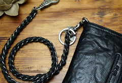 Handmade Motorcycle biker wallet chain black heavy coffee leather keychain