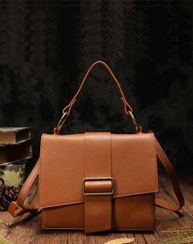 Brown Womens Fashion Leather Handbag Satchel Bags Stylish White Shoulder Purses for Ladies