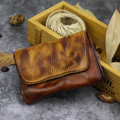 Vintage Brown Leather Men's Small Wallet Card Wallet Black billfold Front Pocket Wallet For Men