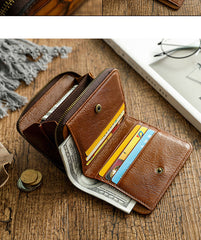 Small Coffee Leather Zip Wallet Crocodile Pattern Womens Zip Around Wallets Zipper Clutch Wallet for Women