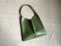 Stylish Unique Womens White Leather Tote Bag Purse Black Shoulder Bag Handbag Green Tote Purse For Women