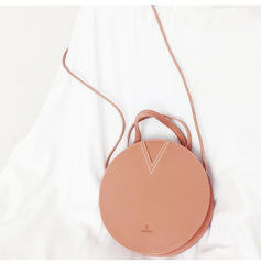 Stylish LEATHER WOMENs Circle Handbags Round SHOULDER BAG Purses FOR WOMEN