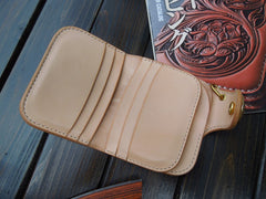 Handmade Leather billfold biker wallet trucker wallets chain leather Small leather Chain wallet for men