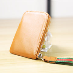 Women Leather Mini Zip Wallet Green Billfold Slim Coin Wallet Small Zip Change Wallet For Women