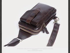 Genuine Leather Mens Cool Chest Bag Sling Bag Crossbody Sling Bag Travel Sling Bag for men