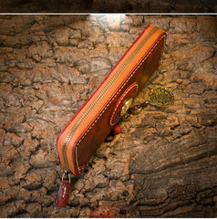 Handmade Leather Mens Biker Chain Wallet Cool Leather Biker Wallets Long Chain Wallet for Men