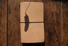 Handmade vintage retro beige custom notebook/travel book/diary/journal