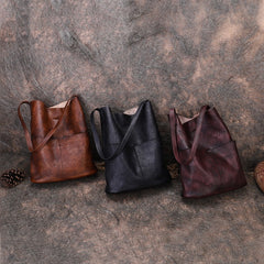 Womens Black Gray Leather Tote Bags Vertical Womens Handbag Shopper Bag Purse for Ladies