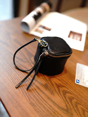 Vintage Brown Leather Wristlet Wallet Cube Zip Clutch Wallet Womens Tan Ladies Zip Around Wallets for Women