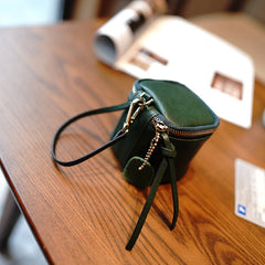 Vintage Green Leather Wristlet Wallet Cube Zip Clutch Wallet Womens Tan Ladies Zip Around Wallets for Women