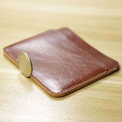 Vintage Womens Red Leather Slim Card Holder Wallet Minimalist Card Holders Wallet for Ladies