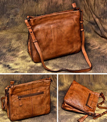 Brown Vintage WOmens Leather Bucket Shoulder Bag Cross Body Bucket Side Bag Red Western Leather Purses