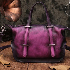 Vintage Womens Purple Leather Handbag Purse Shoulder Handbags Crossbody Bags for Ladies