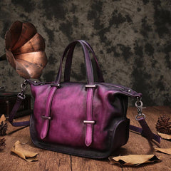 Vintage Womens Purple Leather Handbag Purse Shoulder Handbags Crossbody Bags for Ladies