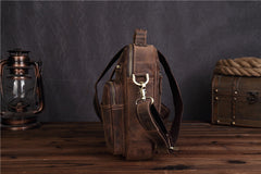 Vintage Leather Small Messenger Bag Shoulder Bag Handbag For Men