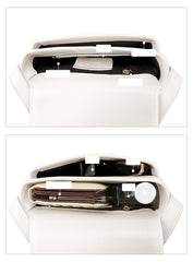 White LEATHER WOMEN SMALL SADDLE SHOULDER BAG FOR WOMEN
