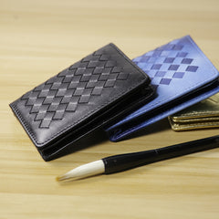 Women Black Braided Leather Billfold Wallet Small Wallets Bifold Wallets For Women
