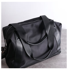 Womens Nylon Leather Travel Handbags Womens Black Nylon Gym Purse Nylon Work Handbag Purse for Ladies