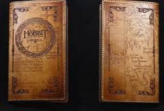 Handmade leather men wallet Hobbit carved leather custom long wallet w/card ID holder for men