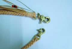 Handmade natural Italian leather braided 8pc Chain with Clip for wallet/purse/clutch