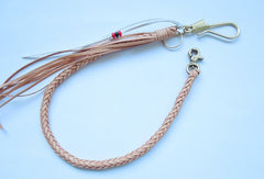 Handmade biker trucker wallet leather braided Chain with brass hook Clip for wallet