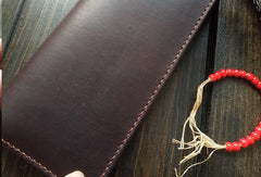 Handmade men wallet Liver bifold natural leather Long wallet purse clutch for men