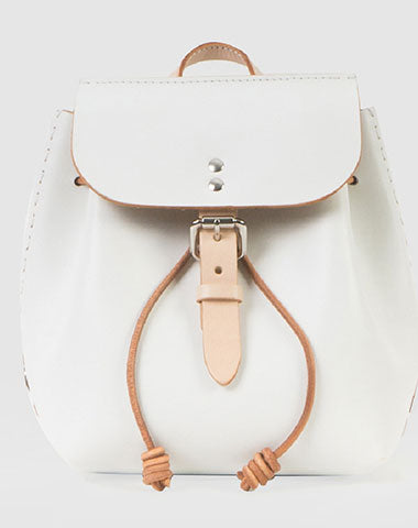 Handmade Leather backpack shoulder white purse for women leather shoulder bag