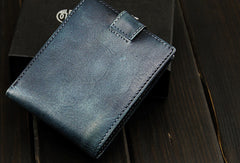 Handmade men billfold leather wallet men vintage brown navy billfold wallet for him
