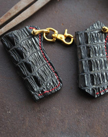 Black Crocodile Leather Mens Disposable Lighter Case Lighter Holder with Belt Clip For Men