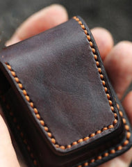 Cool Dark Brown Handmade Leather Mens Standard Zippo Lighter Case With Belt Loop Lighter Holders For Men