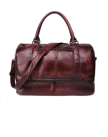 Cool Brown Leather Mens  23" Large Weekender Bag Black Business Travel Bag Duffle Bag for Men