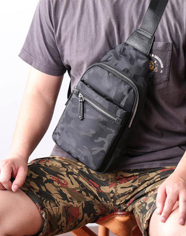 Cool Nylon Men's Sling Bag Camouflage Chest Bag Nylon One shoulder Backpack Sling Pack For Men
