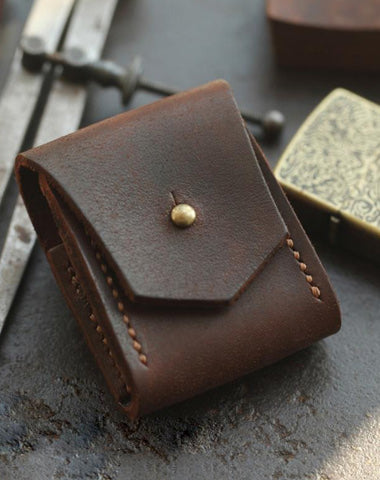 Brown Handmade Leather Mens Zippo Lighter Case With Belt Loop Zippo  Standard Lighter Holders For Men