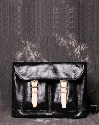 Brown Leather Men Satchel Side Bag Messenger Bag Black Courier Bag For Men