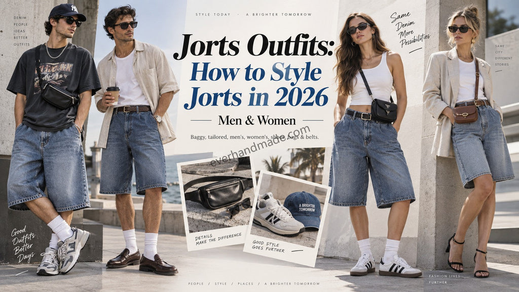 Long denim jorts styled across baggy Y2K, skater, and tailored looks — 2026 guide