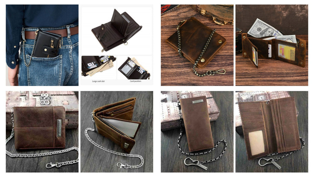 38 Leather Biker Wallets with Chains for Men
