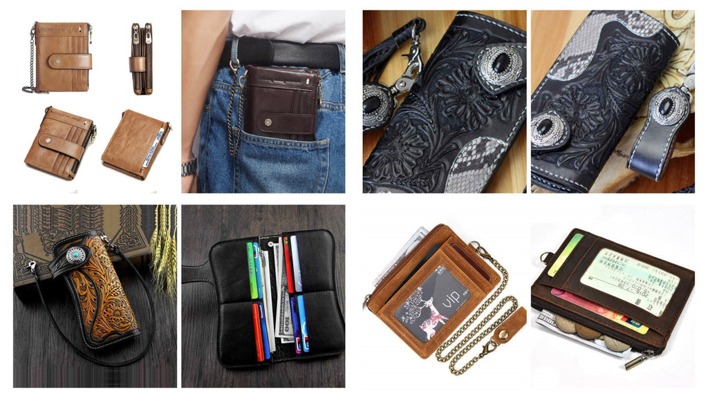 42 Leather Biker Wallets with Chains for Men