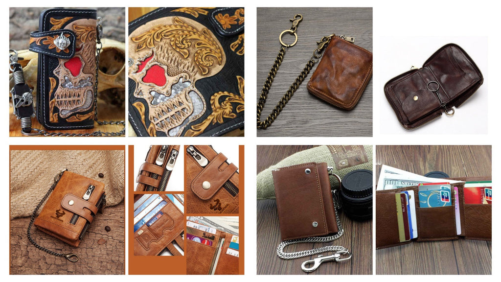 35 Leather Biker Wallets with Chains for Men