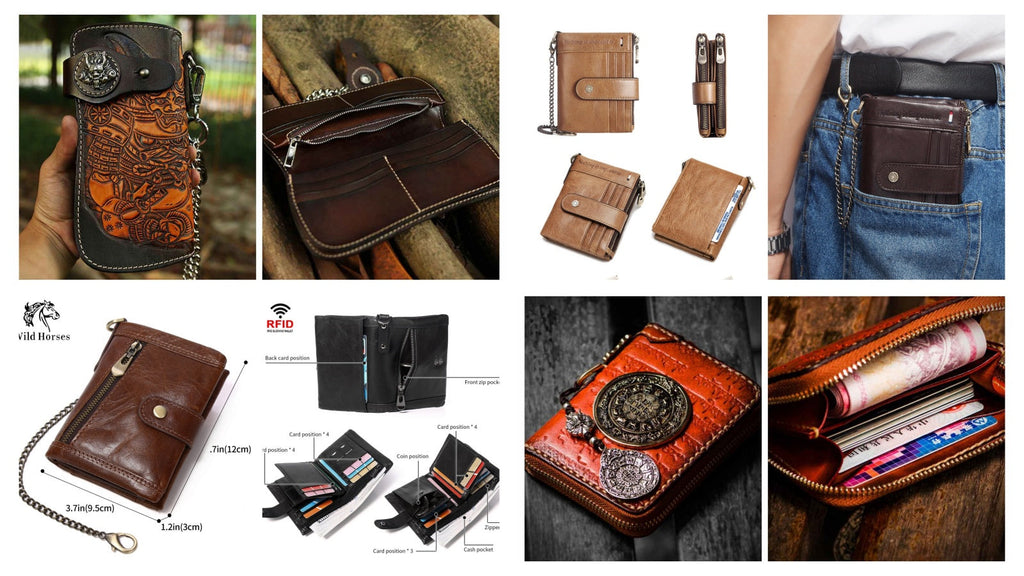 46 Leather Biker Wallets with Chains for Men