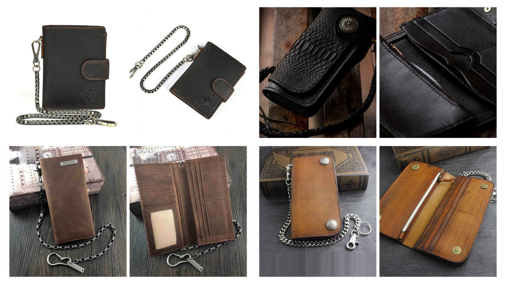 22 Leather Biker Wallets with Chains for Men