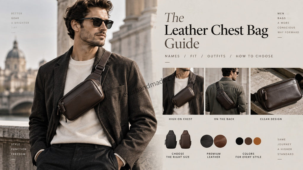 Men's leather chest bag worn high on the chest — 2026 style guide